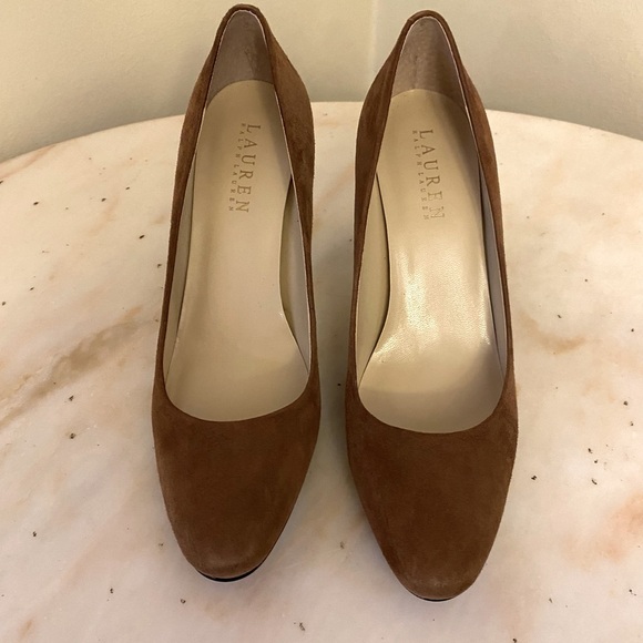 Lauren Ralph Lauren Caia Brown Suede 3.5 inch Heels Size 6.5 - Picture 3 of 9